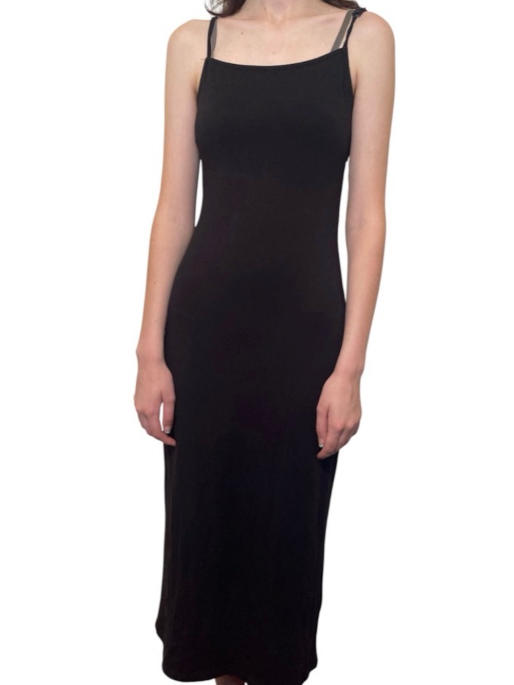 No Boundaries Black Maxi Slip Dress with Spaghetti Straps size 0 2 XS NWT